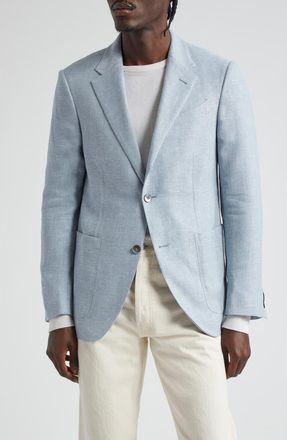 Ermenegildo Zegna Fairway Crossover Linen Blend Sport Coat in Light Blue at Nordstrom, Size 42 Us