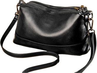 Generic Compatible For Women Genuine Leather Handbags Womens Bags Female Shoulder Brand Cowhide Ladies Messenger Bag(Black)