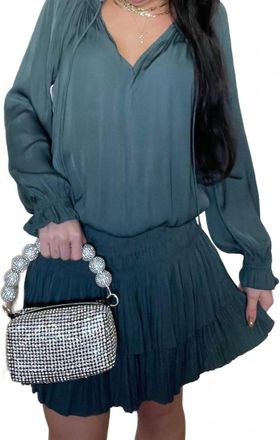 Current Air Laurel Pleated Mini Dress In Green