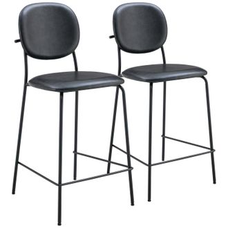 Happy Garden Lote De 2 Taburetes De Bar Edmond De Polipiel Negra