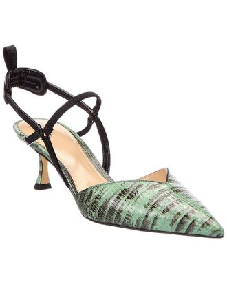 Fendi Fendi Very Colibri Lizard-Embossed Leather Slingback Pump