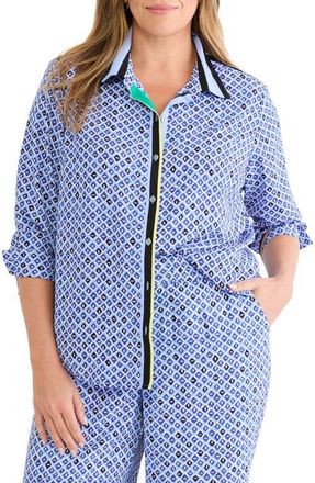 Nic+Zoe Mosaic Stripe Shirt in Blue Multi at Nordstrom, Size 1 X