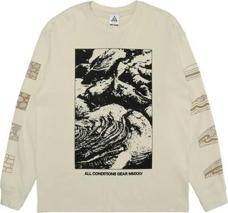 Nike T-shirt con stampa grafica e maniche lunghe - Toni neutri