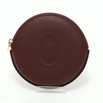 Cartier Bordeaux Leather Coin Purse/Coin Case (Pre-Owned)