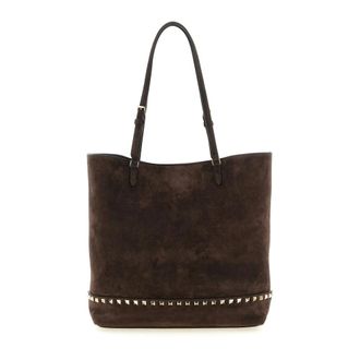 Valentino Garavani Bolso de Hombro Rockstud de Ante - Bags - Mujer - Marr&oacute;n - ONE SIZE