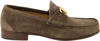 Valentino Garavani Vlogo Signature Suede Loafer - Heren - Loafers - Bruin - 43 EU - Leer - Schoenen