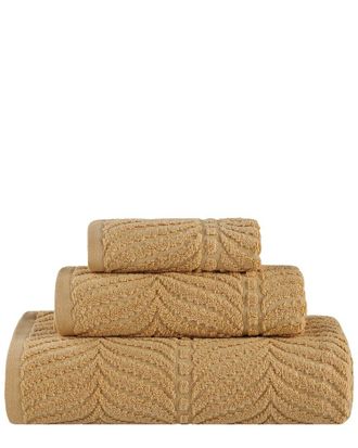 Superior Zero Twist Cotton Elegant Chevron Soft Absorbent 3pc Jacquard Towel Set