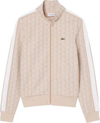 Lacoste Paris Jacquard Ritshoodie - Heren - Vesten met rits - Beige - S - Hoodies & sweatvesten