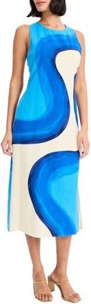 Donna Morgan Sleeveless A-Line Midi Dress in Cream/Blue at Nordstrom Rack, Size 10