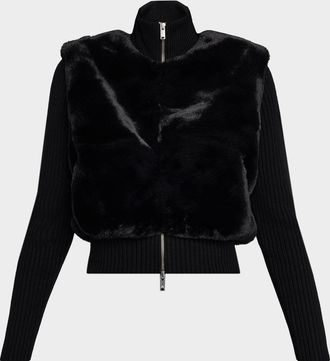 Moose Knuckles Dua Bunny Faux Fur Sweater Jacket