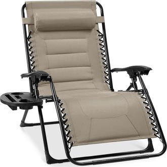 Best Choice Products Oversized Padded Zero Gravity Chair, Folding Outdoor Patio Recliner w/ Side Tray