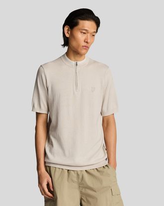 Lyle & Scott Tipped Mock Neck Trui met Korte Mouwen - Cove