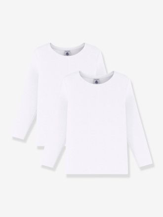 Petit Bateau Lot de 2 tee-shirts manches longues blancs blanc