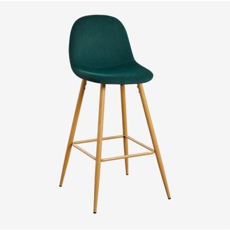 Sklum Confezione da 2 sgabelli alti in velluto Glamm SKLUM Verde Jungle Legno naturale