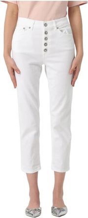 Dondup Broeken, Dames, Wit, W30, Katoen, Cropped broek
