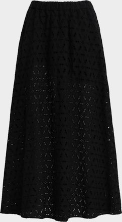 Favorite Daughter The Pretty Please Cotton Eyelet Maxi Skirt