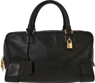 Loewe Amazona Bag Leather Black Leather Handbag (Pre-Owned)