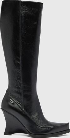 Diesel D-Lucette-Knee-high boots in leather - Boots - Woman - Black