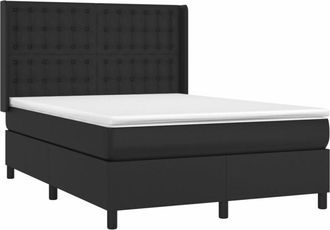 vidaXL Vidaxl - Cama Box Spring Colch&oacute;n Y Led Cuero Sint&eacute;tico Negro 140x190 Cm