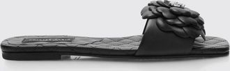 Philipp Plein Sandali slide in pelle con applicazione floreale e Skull