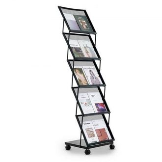 OEM Expositor De Revistas De 5 Niveles, Soporte Para Folletos Con Ruedas Ancho De 45,5 Cm, Revistero Met&aacute;lico De Pie Para Peri&oacute;dicos, Literatura, Para Tie