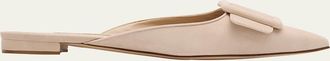 Manolo Blahnik Maysale Suede Buckle Ballerina Mules