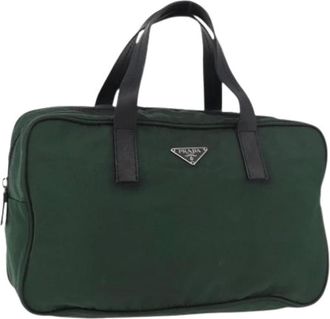 Prada Pre-owned Handbags, female, Green, Size: ONE SIZE Pre-owned Vintage Nylon Hand Bag