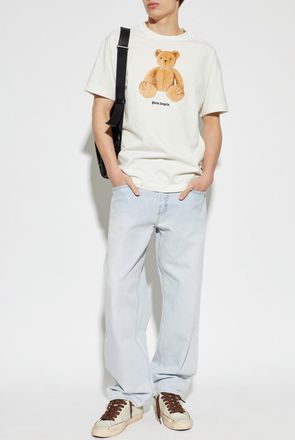 Palm Angels T-shirt With Printed Logo, Mens, White