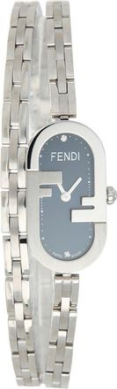 Fendi OLock Diamond Accent Oval Link Bracelet Watch, 28.3mm x 14.8mm in Blue/Stainless Steel at Nordstrom Rack