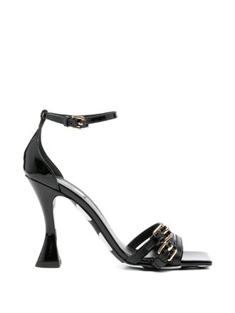 Moschino Black Leather Polka Dot Sandals