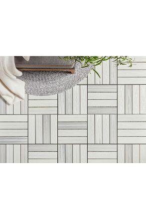 ambia GARDEN Terrassenfliese, Wei&szlig;, Kunststoff, Holzwerkstoff, 30x2.4x30 cm, SGS-gepr&uuml;ft, formstabil, witterungsbest&auml;ndig, UV-best&auml;ndig, lichtunempfindlich, Teppic