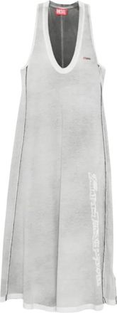 Diesel D-Igiovedi Midi Jurk - Dames - Casual kleedjes - Grijs - S - Katoen - Kleedjes