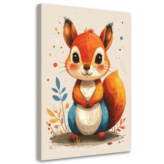 Feeby Cuadro Sobre Lienzo, Ardilla Peque&ntilde;a Animales Del Bosque, 70x100