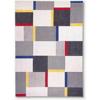 Louis De Poortere New York Design - Alfombra Abstracta Gallery Art - Hecha En B&eacute;lgica - Acabado A Mano - Antideslizante Natural - 100% Algod&oacute;n - Fantas&iacute;a - 100 X 140 Cm