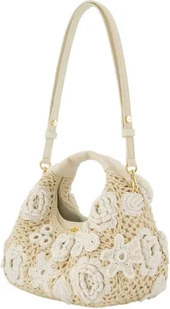 Ganni Womens Hobo Mini Purse Cotton White Handbags-purses
