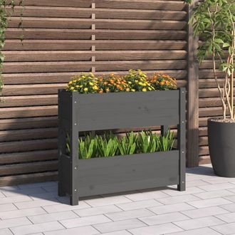 vidaXL Vidaxl - Jardinera De Madera Maciza De Pino Gris 77x25x66 Cm