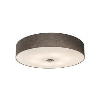 QAZQA Qazqa Moderno L&aacute;mpara De Techo Inteligente Taupe 70 Cm Con 6 Bombillas Wifi A60 - Drum Jute Textil /acero /vidrio Redonda Adecuado Para Led Max. 6 X 4