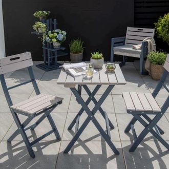 PRIMROSE Florenity Eucalyptus Galaxy 2 Seat Bistro Set In Greywash & Blue in Beige