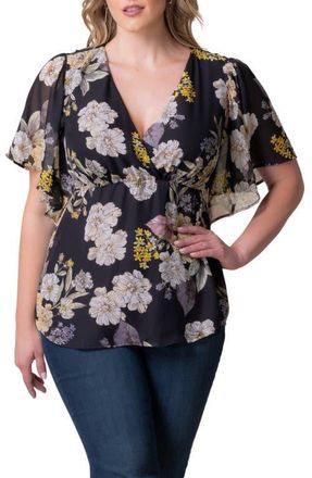 Kiyonna Seaside Serenade Top in Midnight Peony Print at Nordstrom, Size 3X