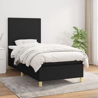 vidaXL Cama Box Spring Con Colch&oacute;n Tela Negro 100x200 Cm Vidaxl