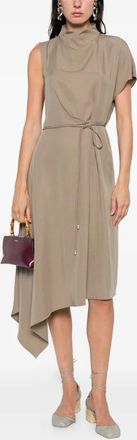 PESERICO Asymmetric Midi Dress - Beige