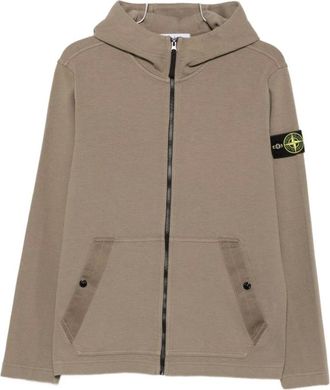 Stone Island Logo-Patch Zip-Up Hoodie - male - Stone Island - Zip-throughs - Gray - S - Sweatshirts & Hoodies
