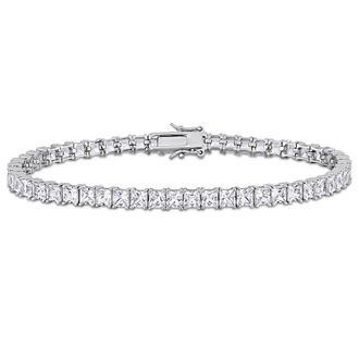 Amour 19 CT TGW Square Created White Sapphire Mens Tennis Bracelet in Sterling Silver