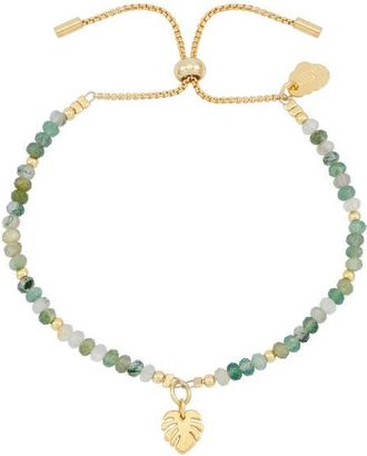 Estella Bartlett Amelia Rooting for You Agate Bead Slide Bracelet in Gold at Nordstrom