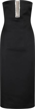 DAVID KOMA Midi-jurk verfraaid met stras - Zwart