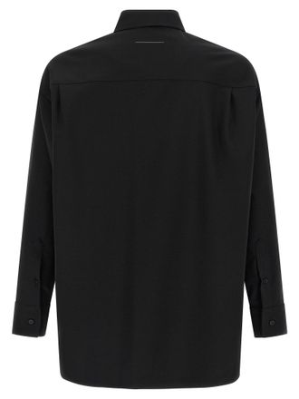 Maison Margiela Logo-Appliqu&eacute; Wool Blend Shirt - Black