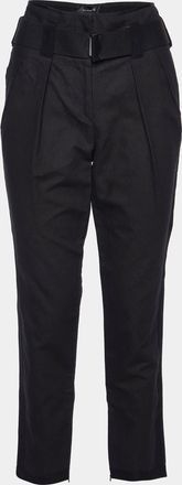 Isabel Marant Black Cotton Belt Detail Tapered Trousers