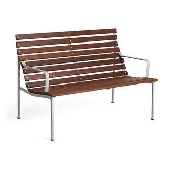 HAY Traverse Outdoor Lounge Bank, mit Armlehnen, Aluminium / Esche ge&ouml;lt