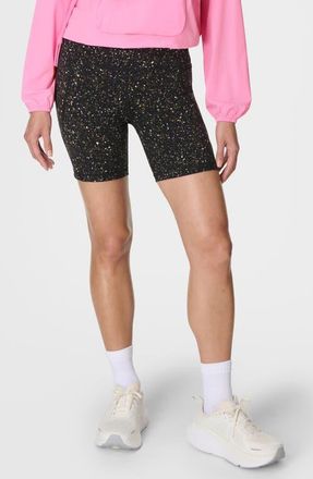 Sweaty Betty Power 6 Bike Shorts in Green Ditsy Terrain Print at Nordstrom, Size X-Small