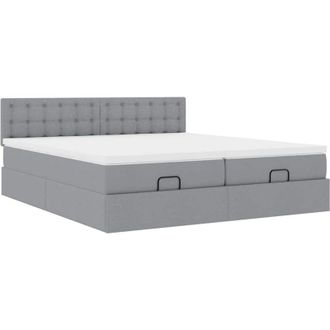 vidaXL Estructura De Cama Otomana Colchones Tela Gris Claro 200x200cm Vidaxl